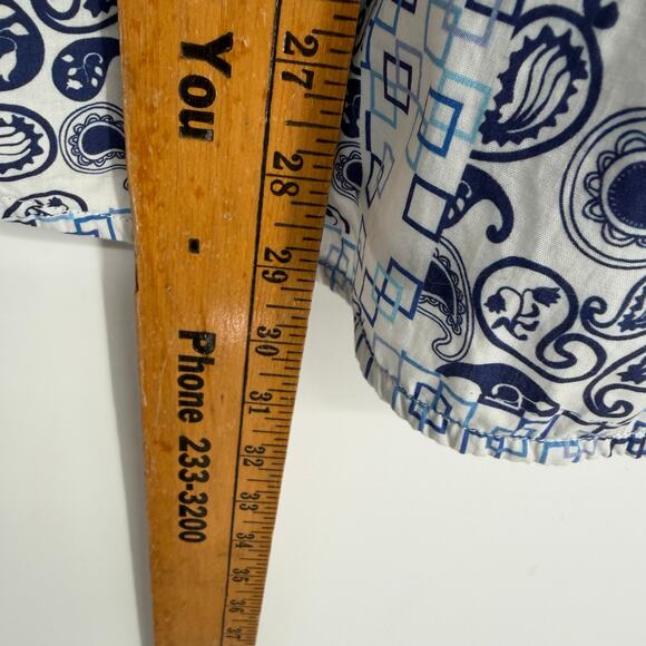 Luchiano Visconti Shirt Men's Medium Blue & White Paisley Geometric Print Luxury - Picture 9 of 11
